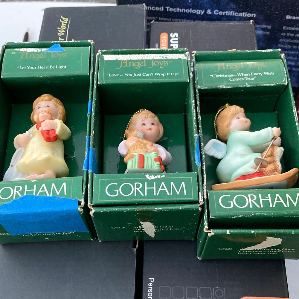 Gorham Angel Figurines with Red and Green Accents